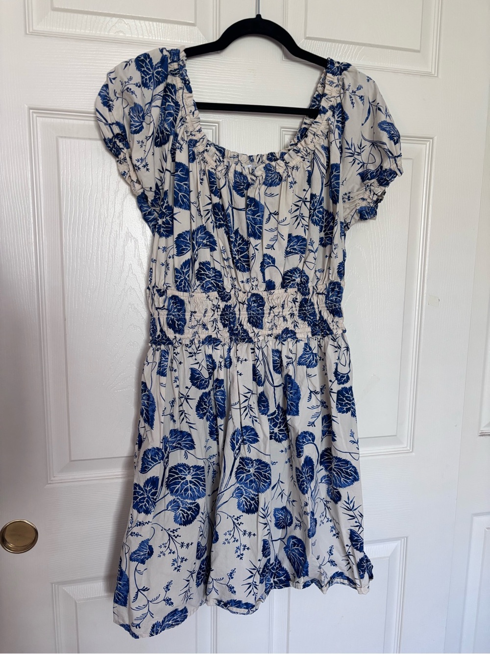 Time and Tru Cream Dress with Blue Floral Print